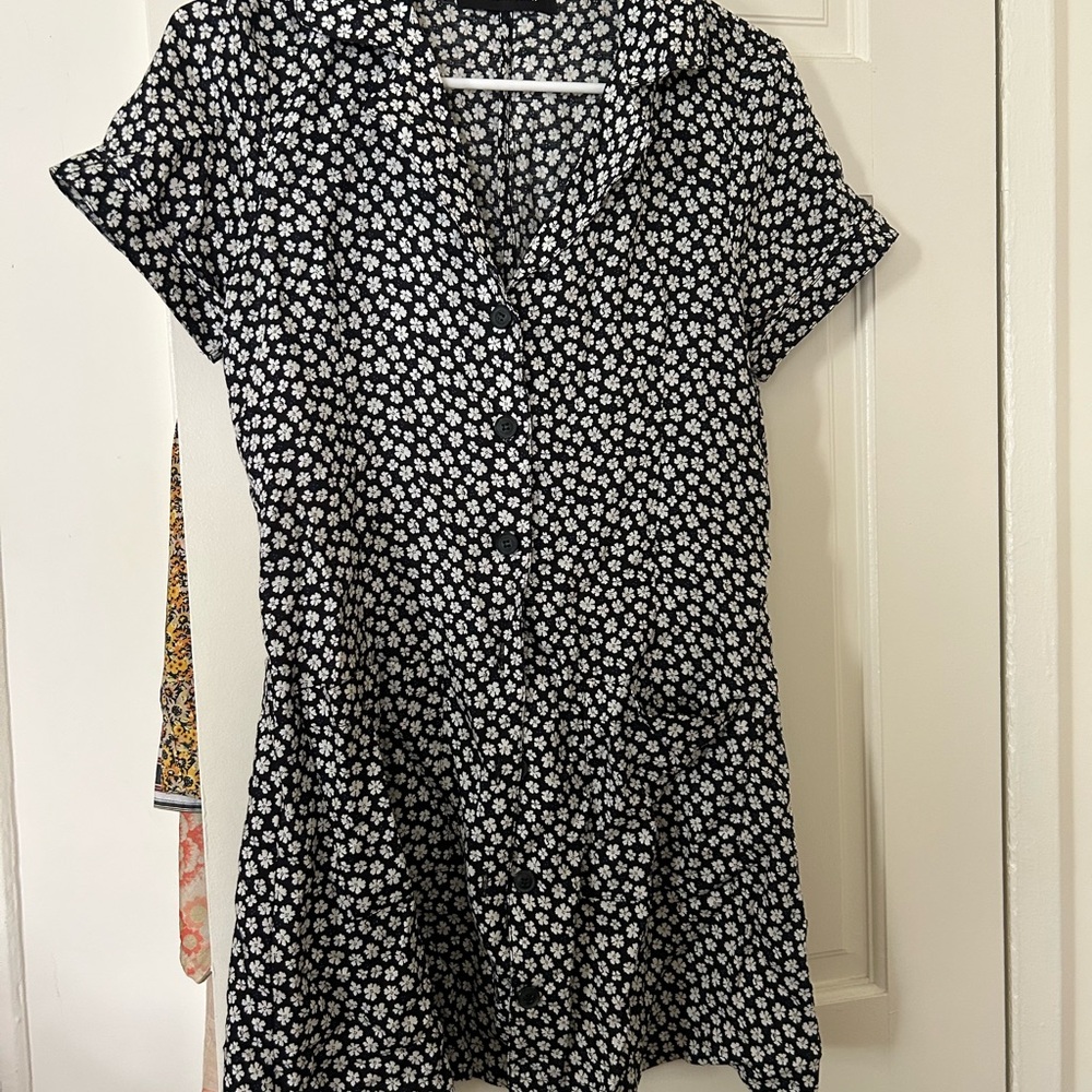 Reformation Black and White Floral Dress